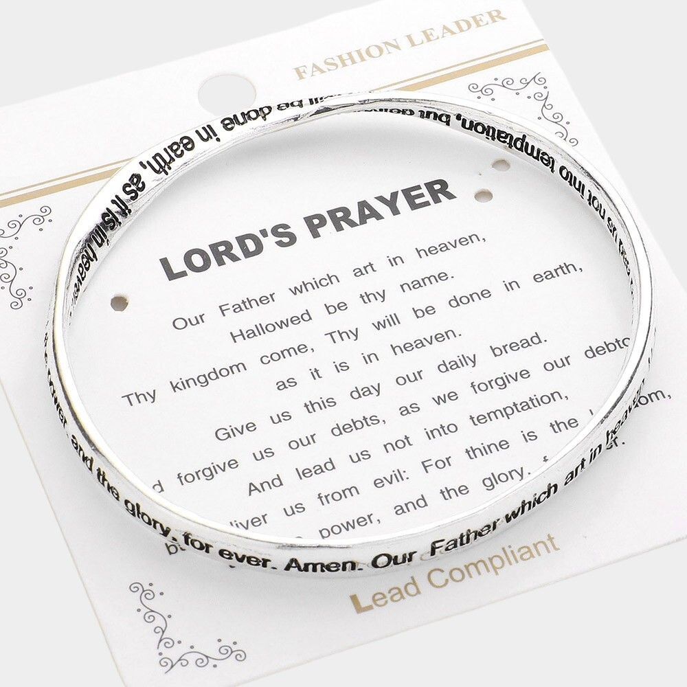Lord's Prayer Bangle Bracelet Stainless Steel Christian Gift Jewelry for Women